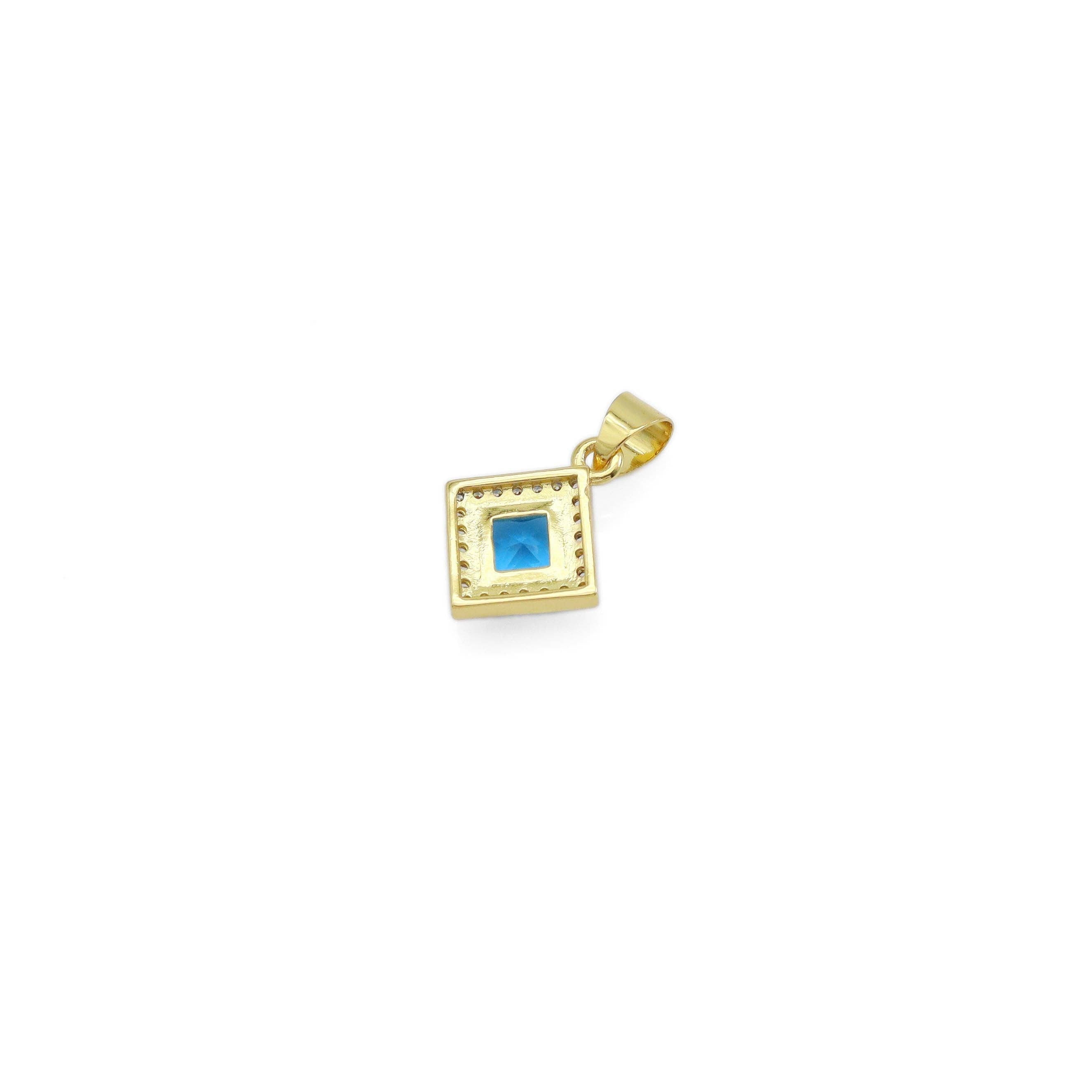 Gold Diamond Shape Colorful Crystal Stone Charm, Sku#LX463