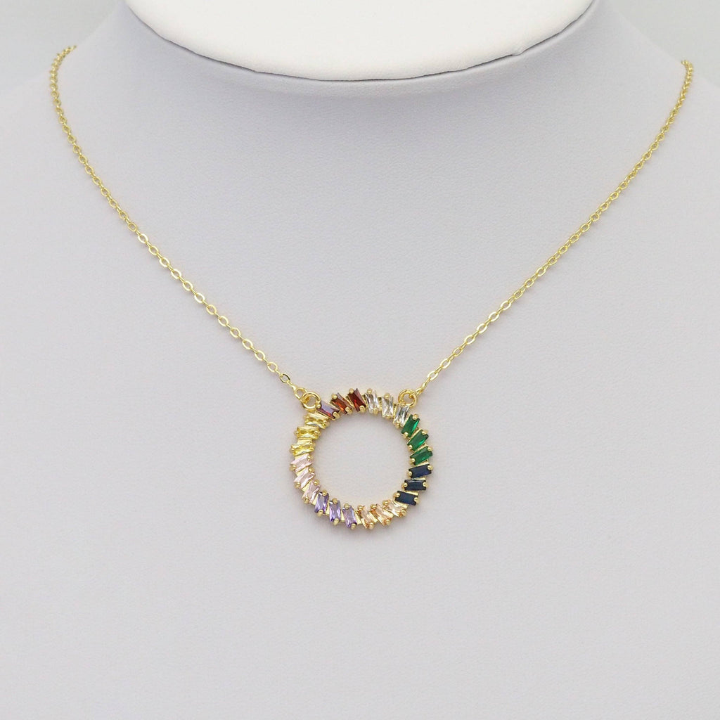 Colorful Baguette CZ Round Ring Charm, Sku#LX308-Bestbeads & Beyond