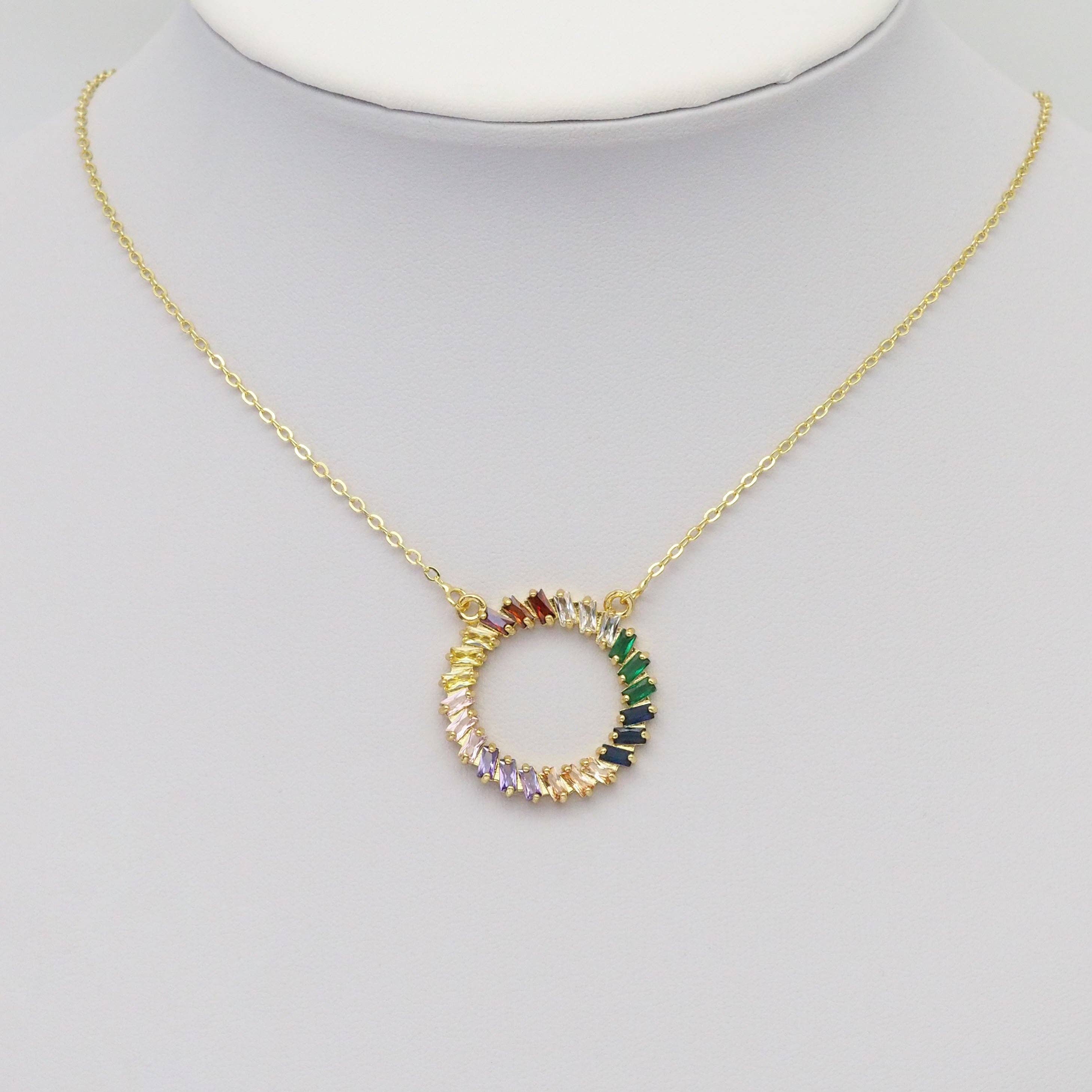 Colorful Baguette CZ Round Ring Charm, Sku#LX308-Bestbeads & Beyond