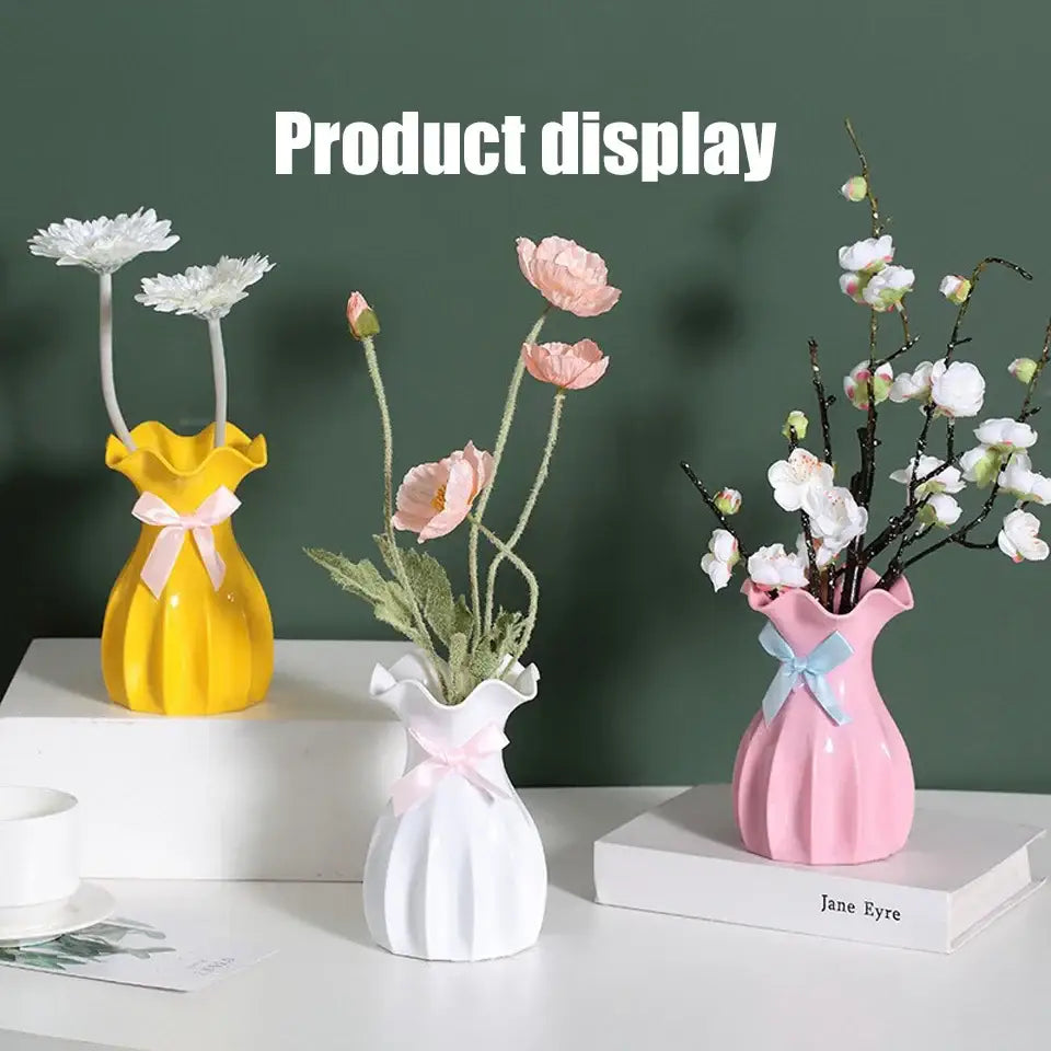 Pastel Ruffled Ceramic Vase for Dried Flowers