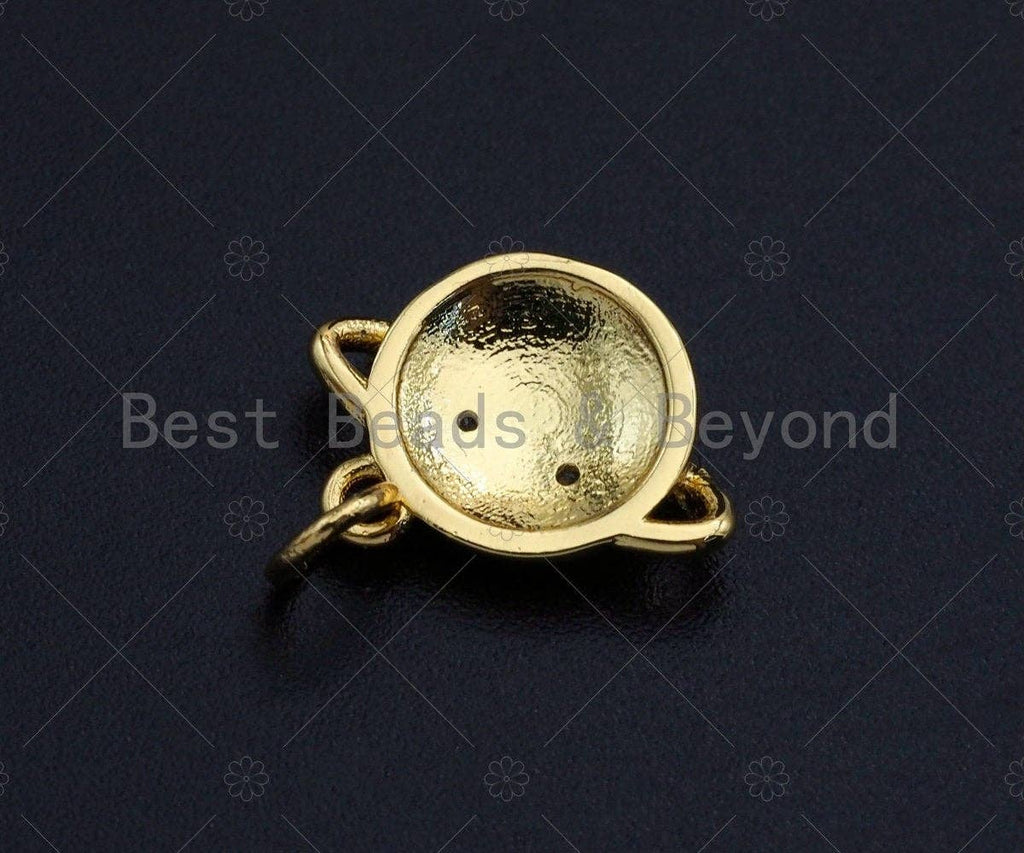 Planet Earth Charm, CZ Micro Pave Planet Pendant, Gold Silver Star Earth Charm, 10x15mm, sku#Z1142