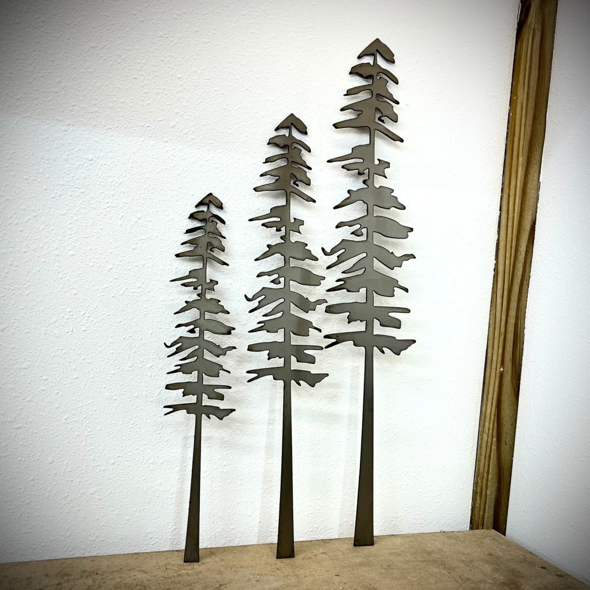 DISCOUNTED - XL Raw Steel Pine Trees - Wall Art