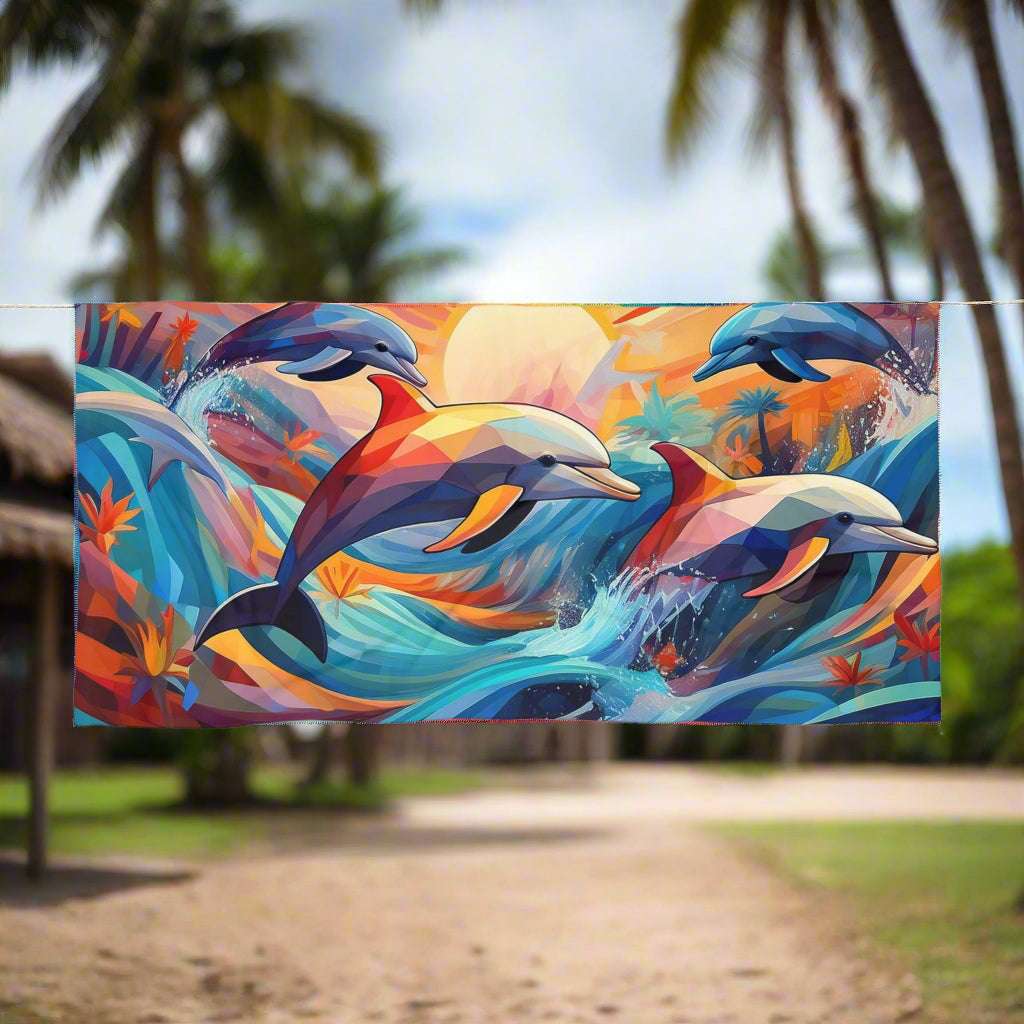 Surreal Dolphin Art Beach Towel