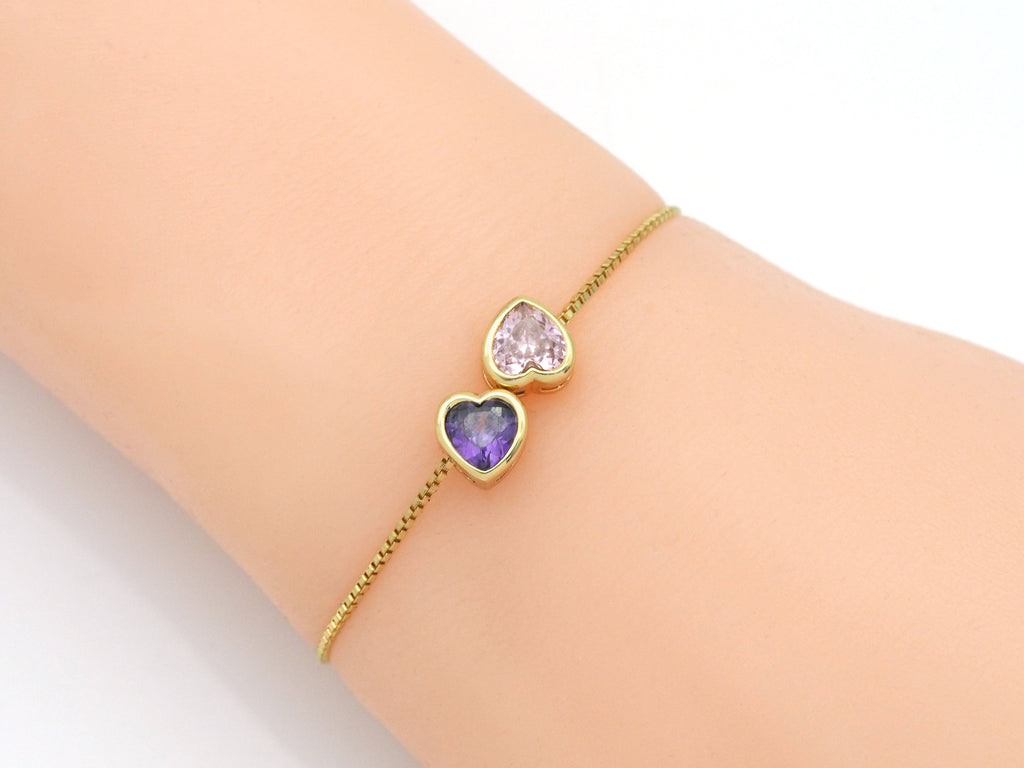 Colorful CZ Gold Heart Space Beads, Sku#LX139