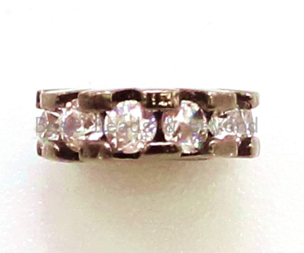 CZ Micro Pave Flower Wheel Spacer Beads, Cubic Zirconia Space pave Beads, 6x2mm/8x2mm, sku#G84