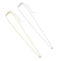 Dainty Gold Silver Chain Oval Spacer CZ Charm Necklace,Sku#EF603