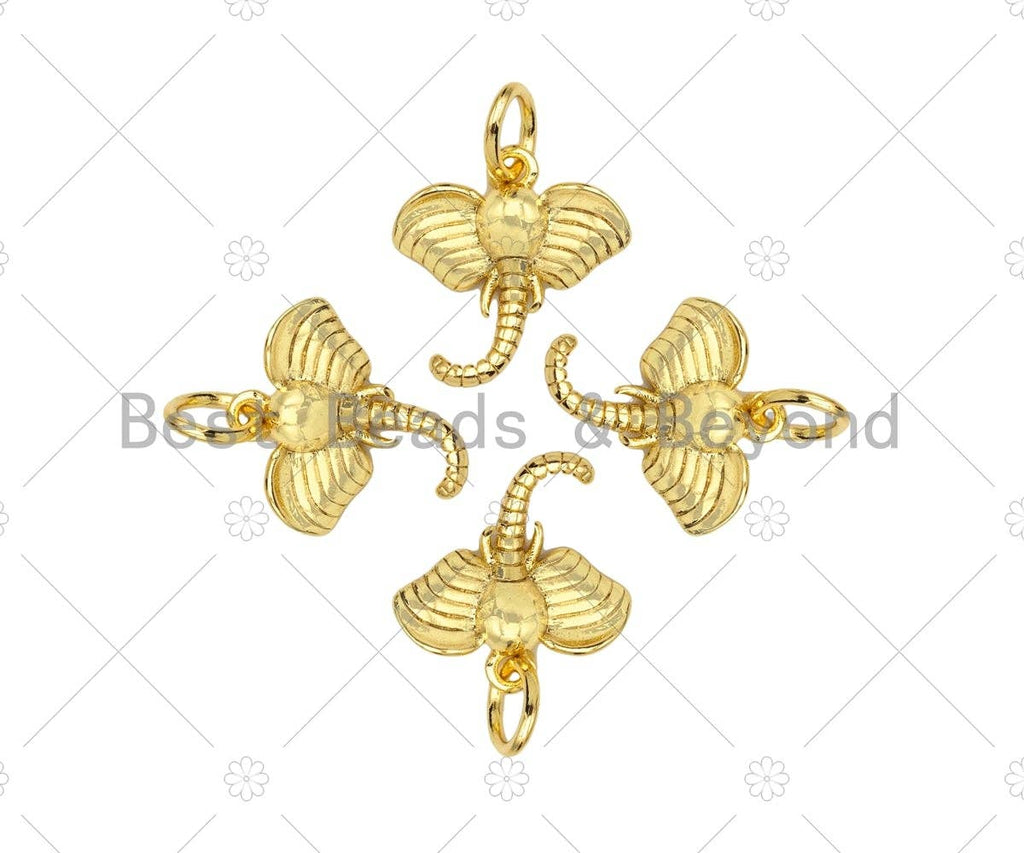 18K Dainty Gold Elephant Head Shape Pendant/Charm,Cute Elephant Charm, Necklace Bracelet Charm Pendant,13x12mm, Sku#Y402