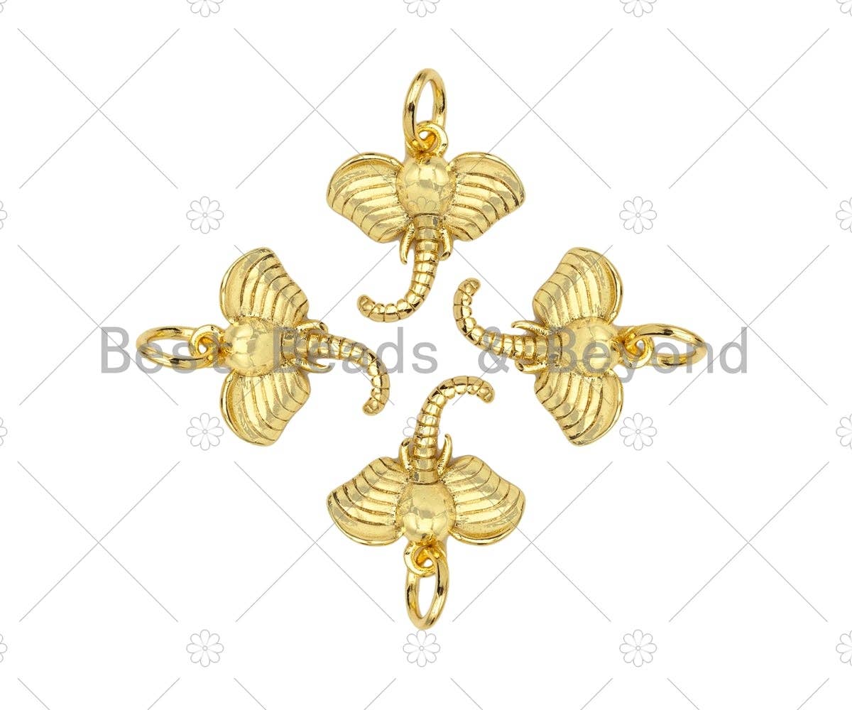 18K Dainty Gold Elephant Head Shape Pendant/Charm,Cute Elephant Charm, Necklace Bracelet Charm Pendant,13x12mm, Sku#Y402