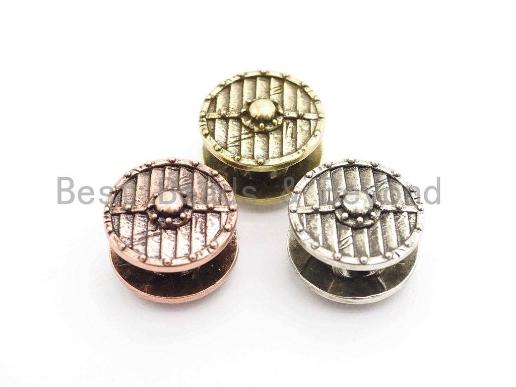 Antique Style Shield Button Beads, Paracord Survival Bracelet Button Spacer Beads,  Men's Jewelry Findings,15x21mm,sku#Y122