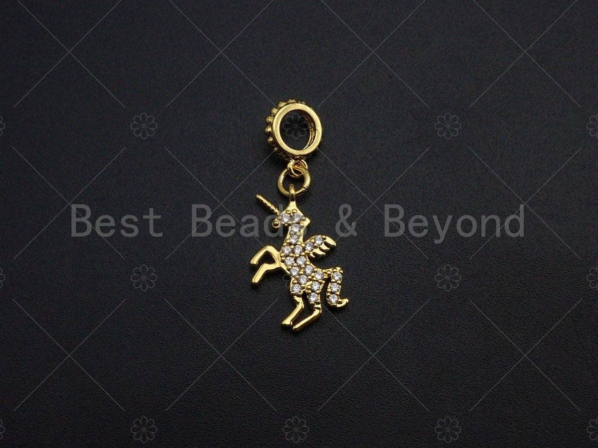 Clear CZ Micro Pave Unicorn Pendant/Charm, Unicorn Pendant Charm,legendary creature Charm, 11x18mm,sku#Y252