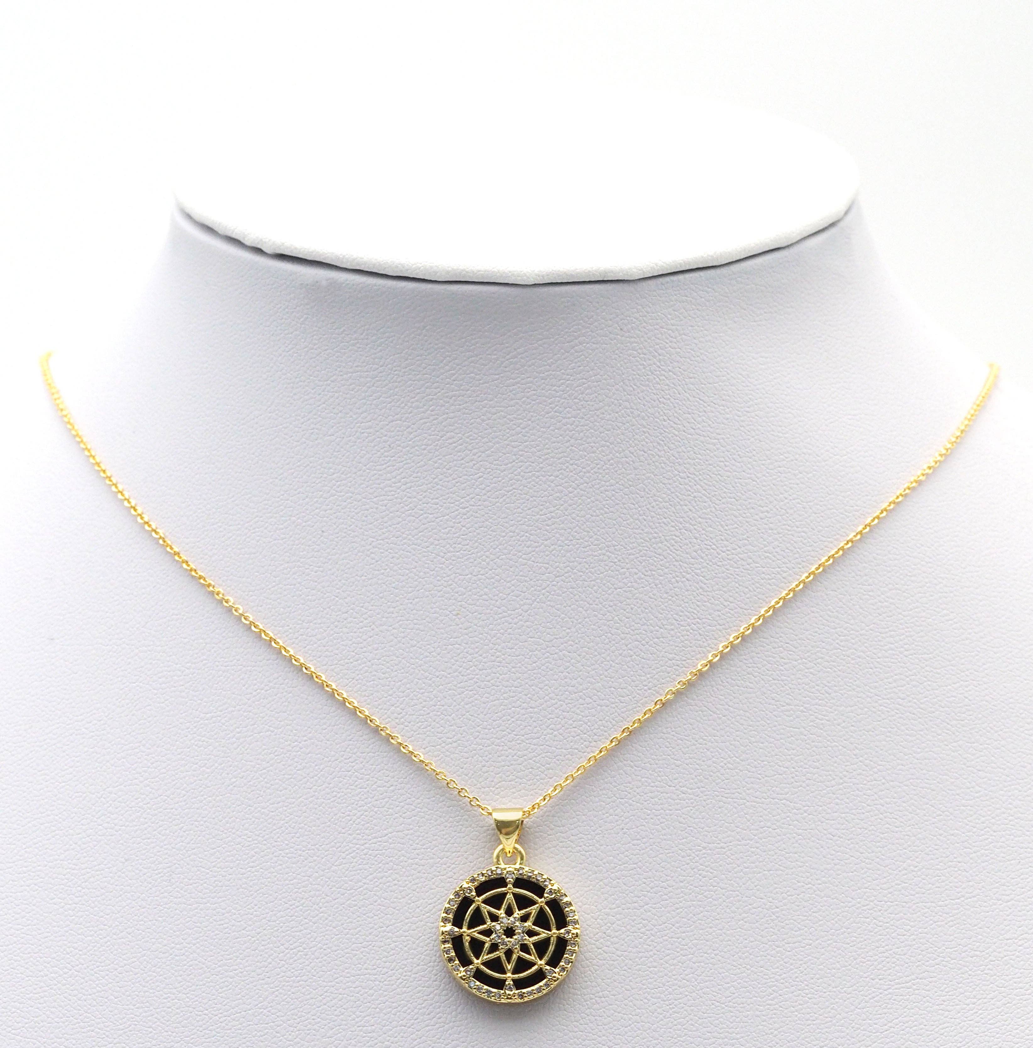Floral Star of David On Round Coin Gemstone Charm, Sku#LX113