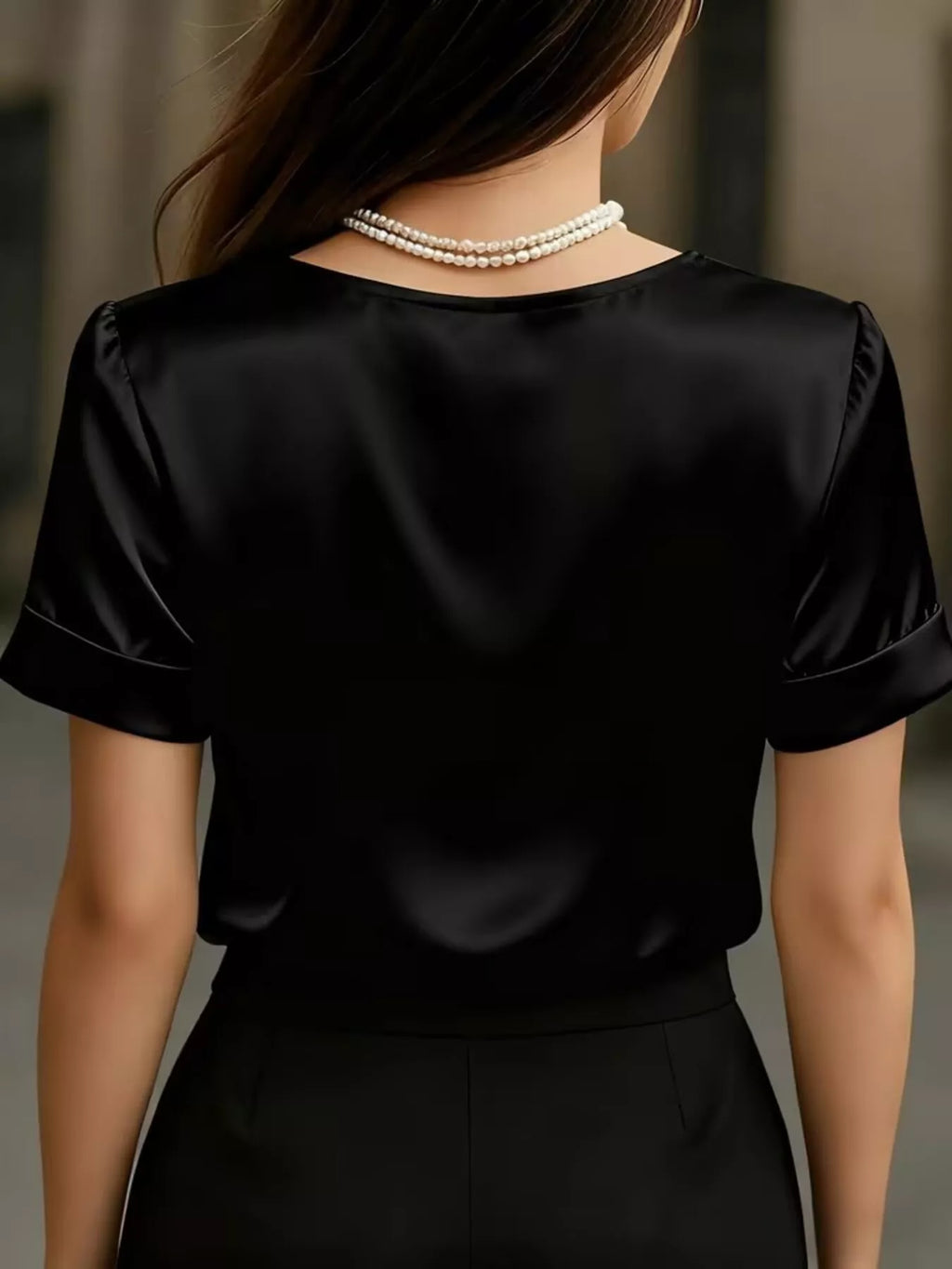 V-Neck Satin Blouse