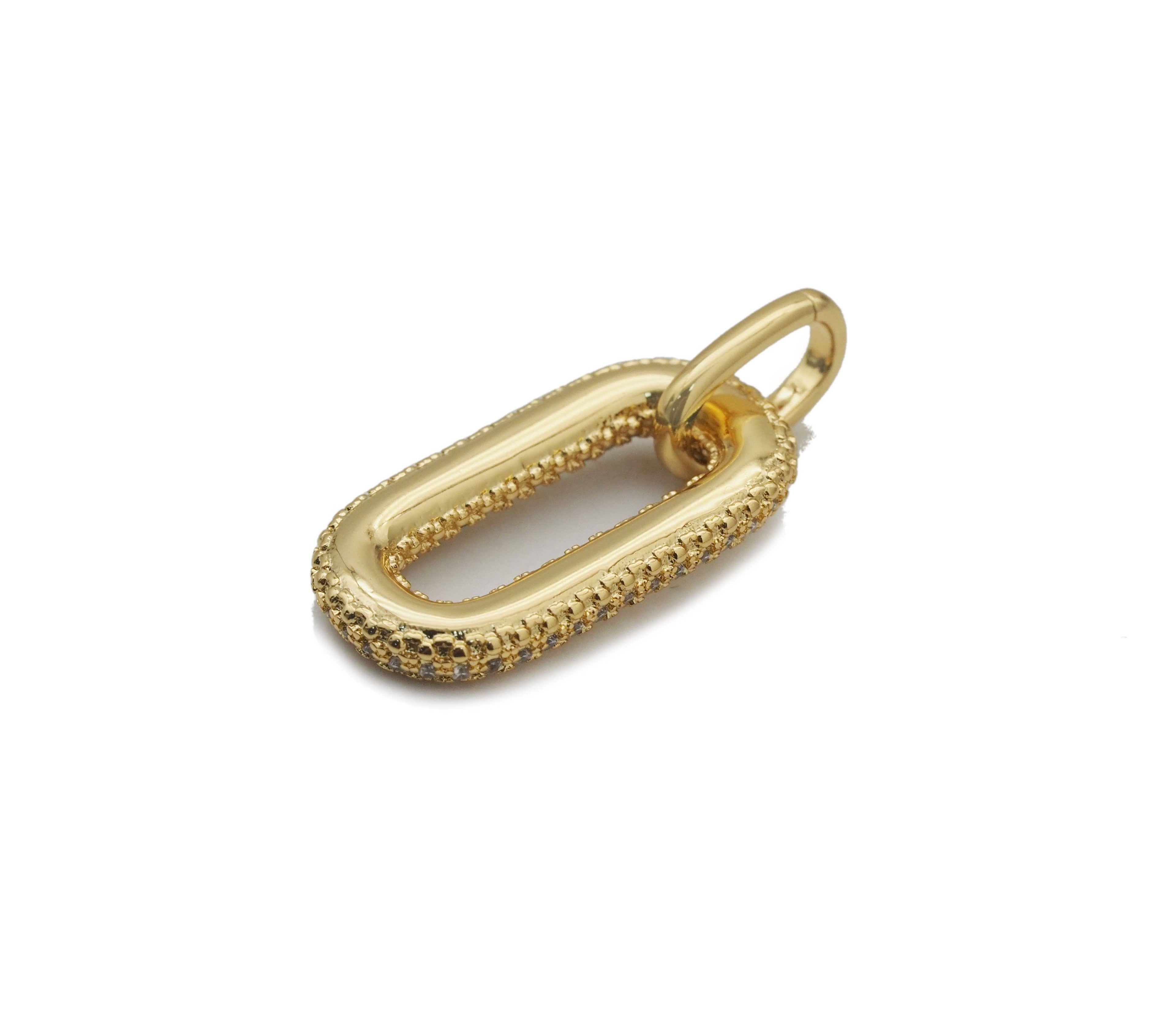 CZ Gold Oval Link Pendant/Connector, Sku#Y770