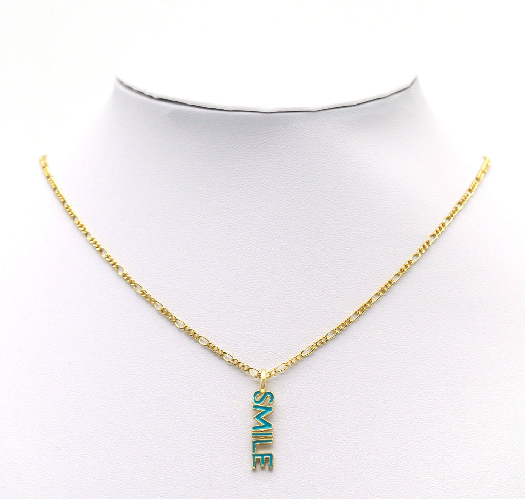 Gold Enamel Smile Bar Charm, Sku#Z1450