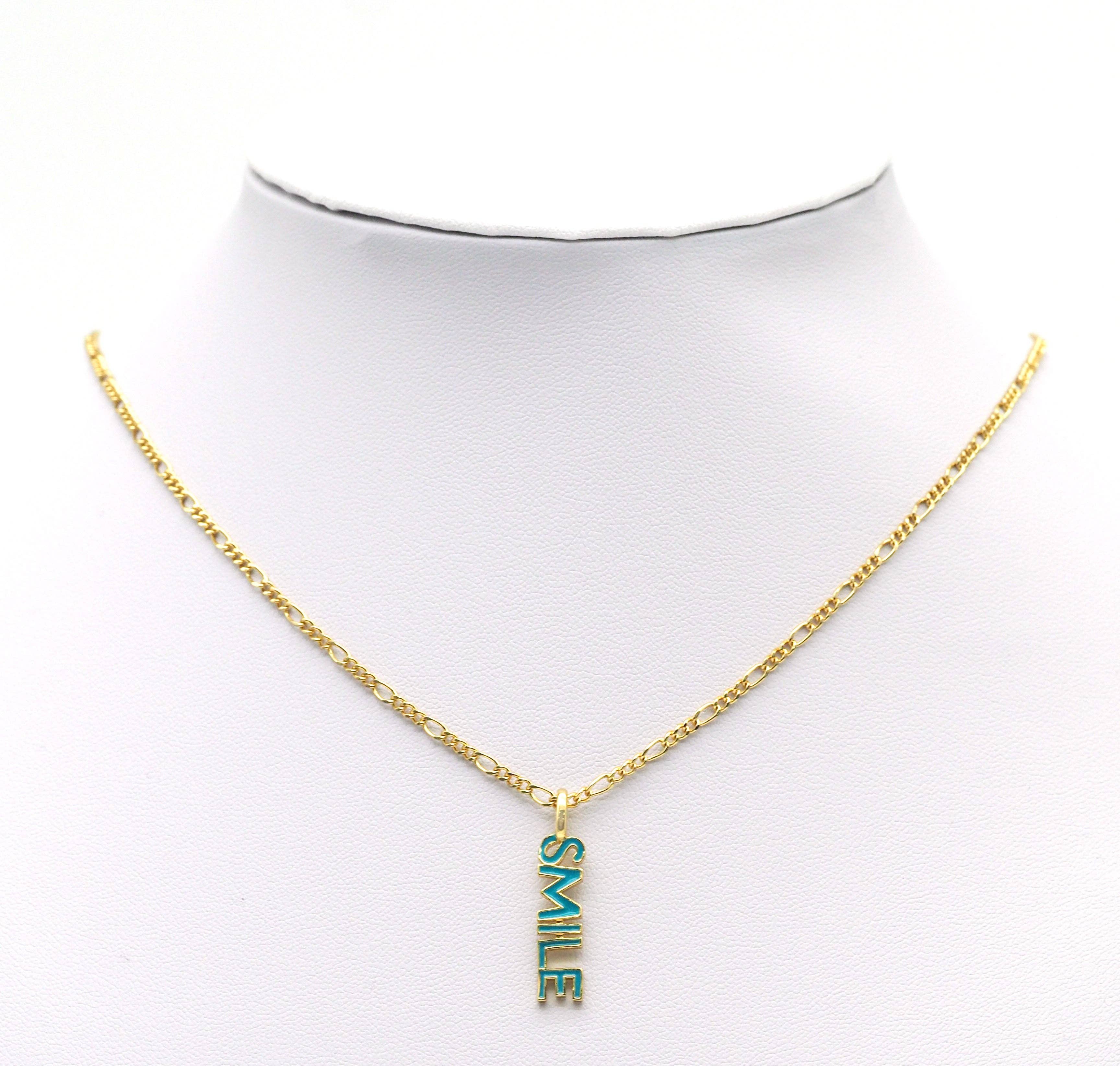 Gold Enamel Smile Bar Charm, Sku#Z1450