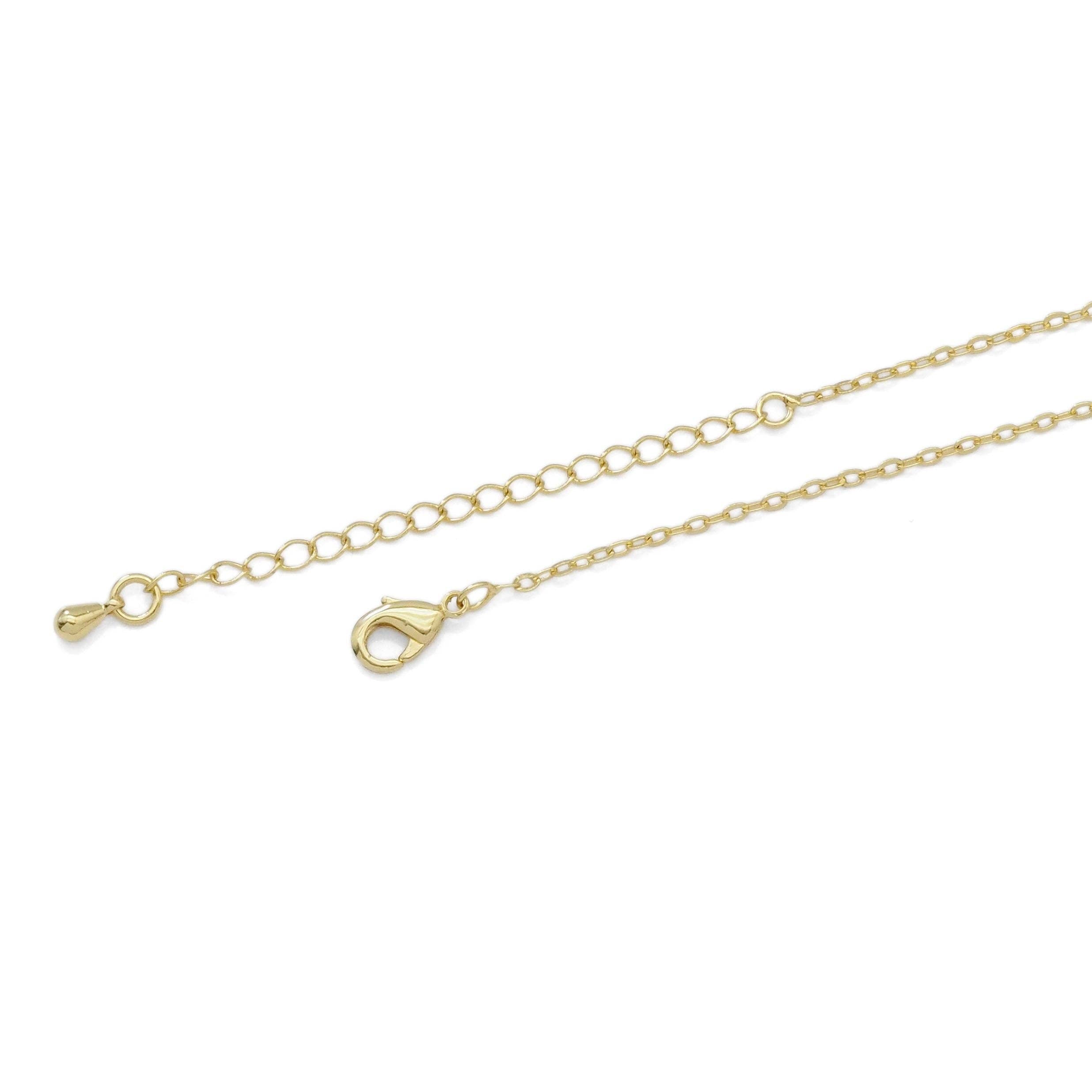 CZ Link Gold Butterfly Pendant Adjustable Necklace, Sku#EF479