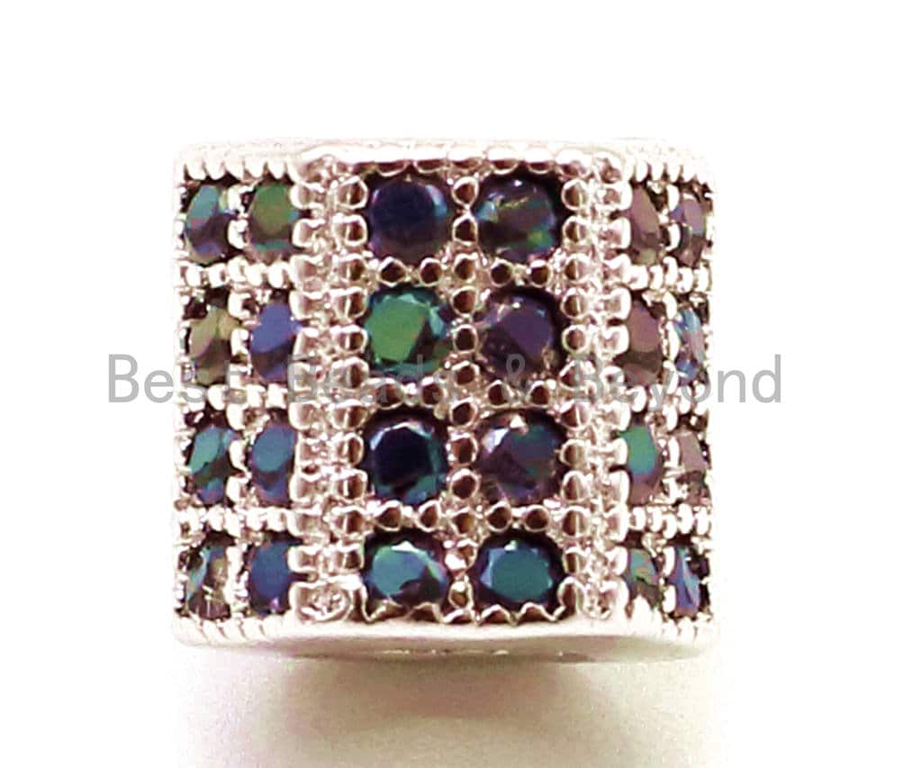 CZ Micro Pave Hexagon beads, Black CZ Pave Cubic Zirconia Beads, Men's Jewelry Findings, 6mm/7mm,  sku#G151