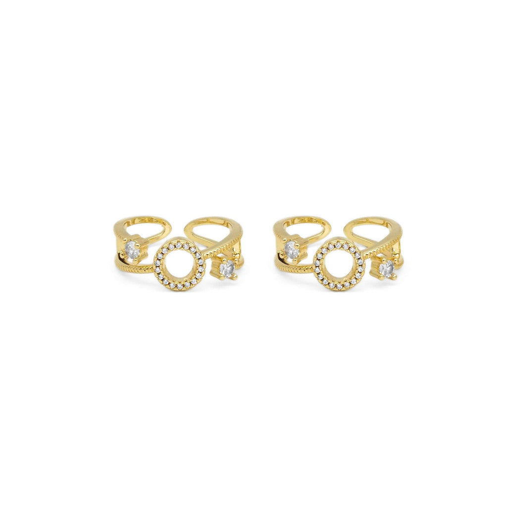 Gold Circle CZ Adjustable Ring, Sku#LX292
