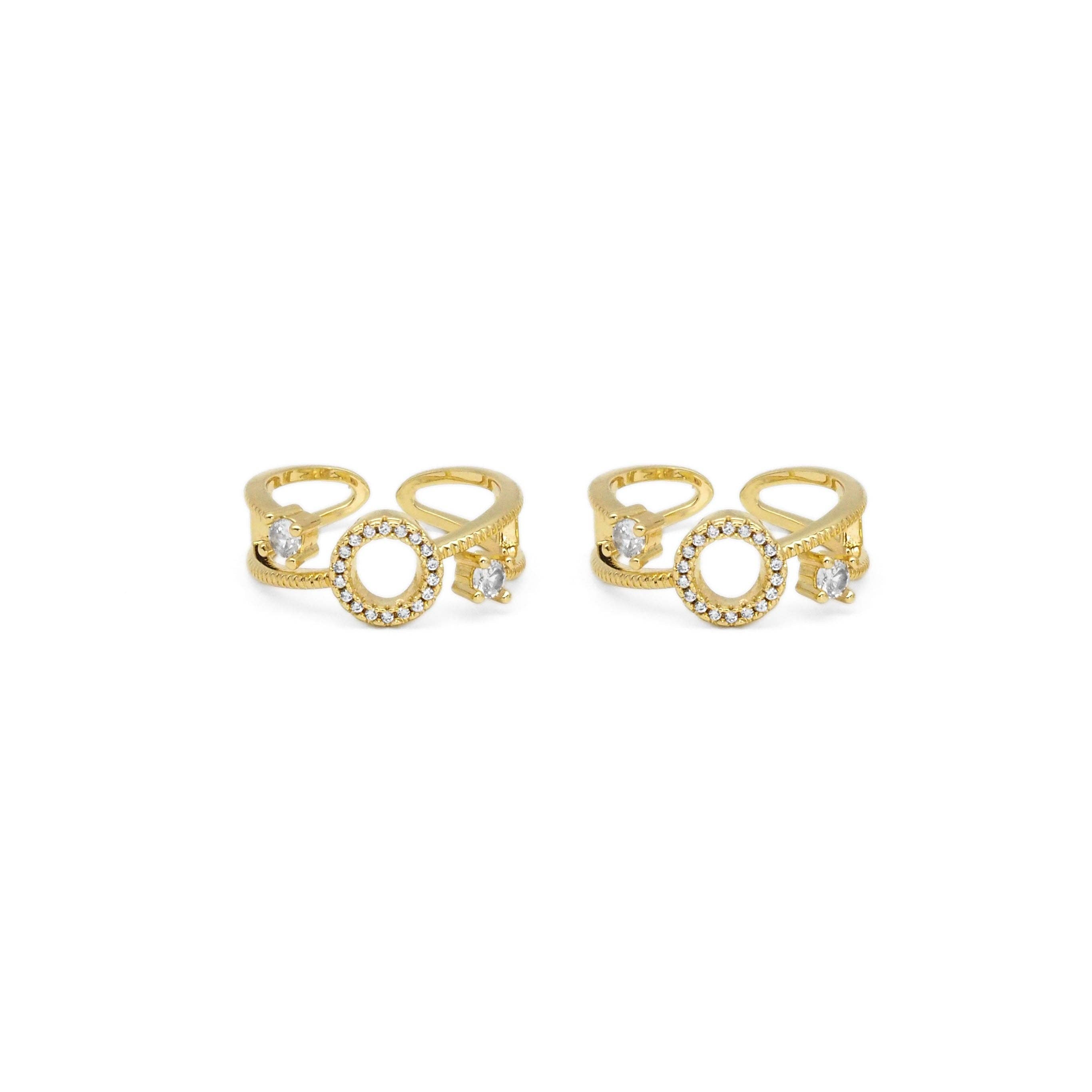 Gold Circle CZ Adjustable Ring, Sku#LX292