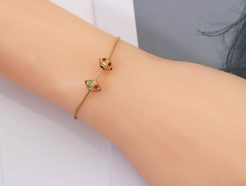Gold Enamel Rondelle Spacer Beads, Sku#LX71