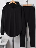 Textured Long Sleeve Hoodie and Pants Set