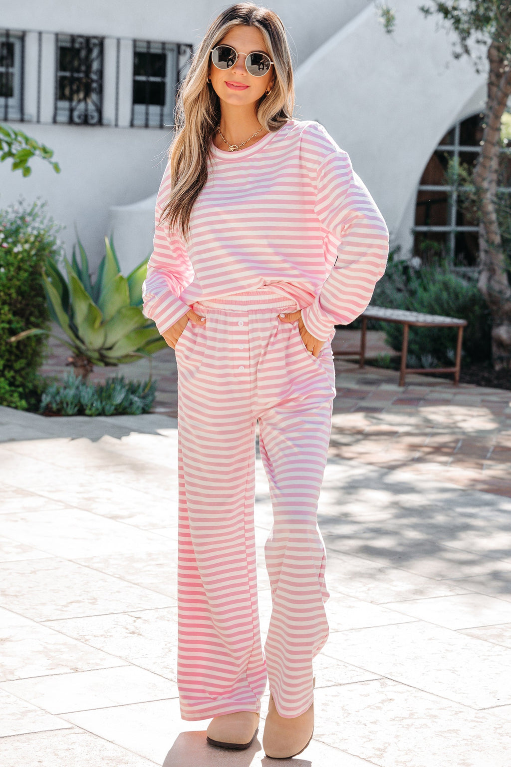 Amber Stripe Drop Shoulder Set
