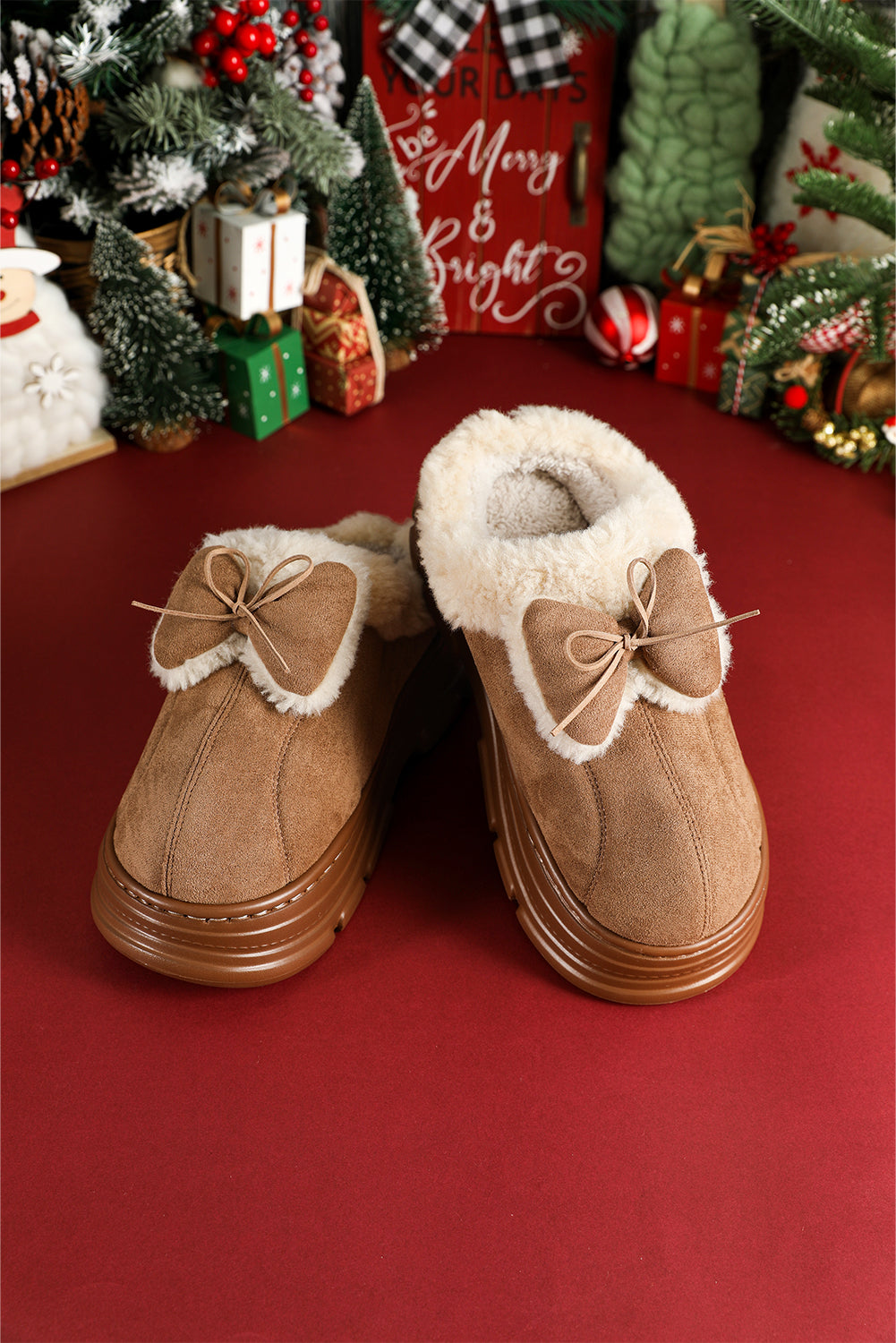 Brynlee Bow Decor Clog Slippers-Threaded Pear