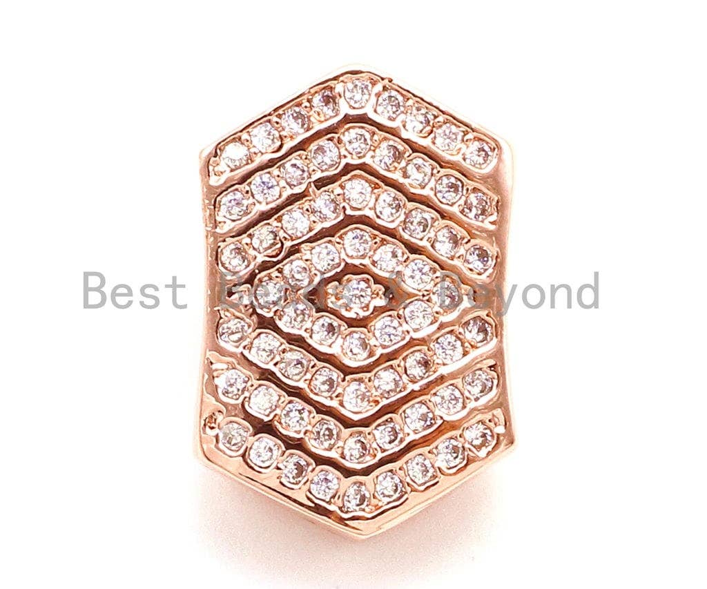 CZ Micro Pave Irregular Hexagon Tassel Head Beads, Cubic Zirconia Spacer Beads, Separator beads, 22x15x5mm, sku#G150-Bestbeads & Beyond