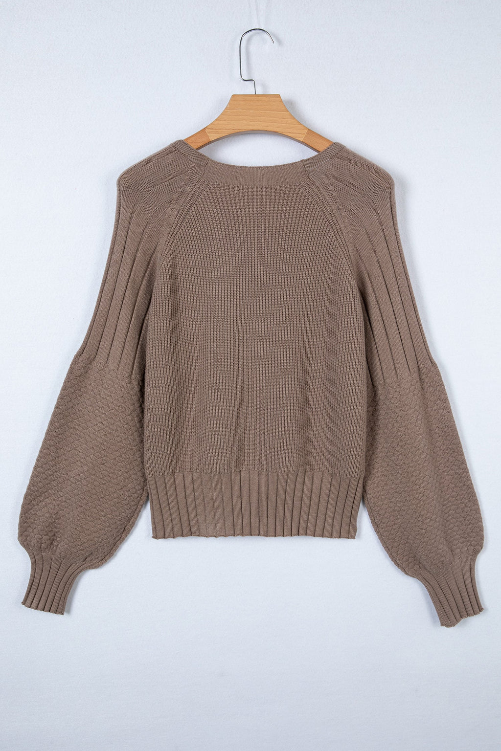 Briana Mixed Texture Knit Sweater-Threaded Pear