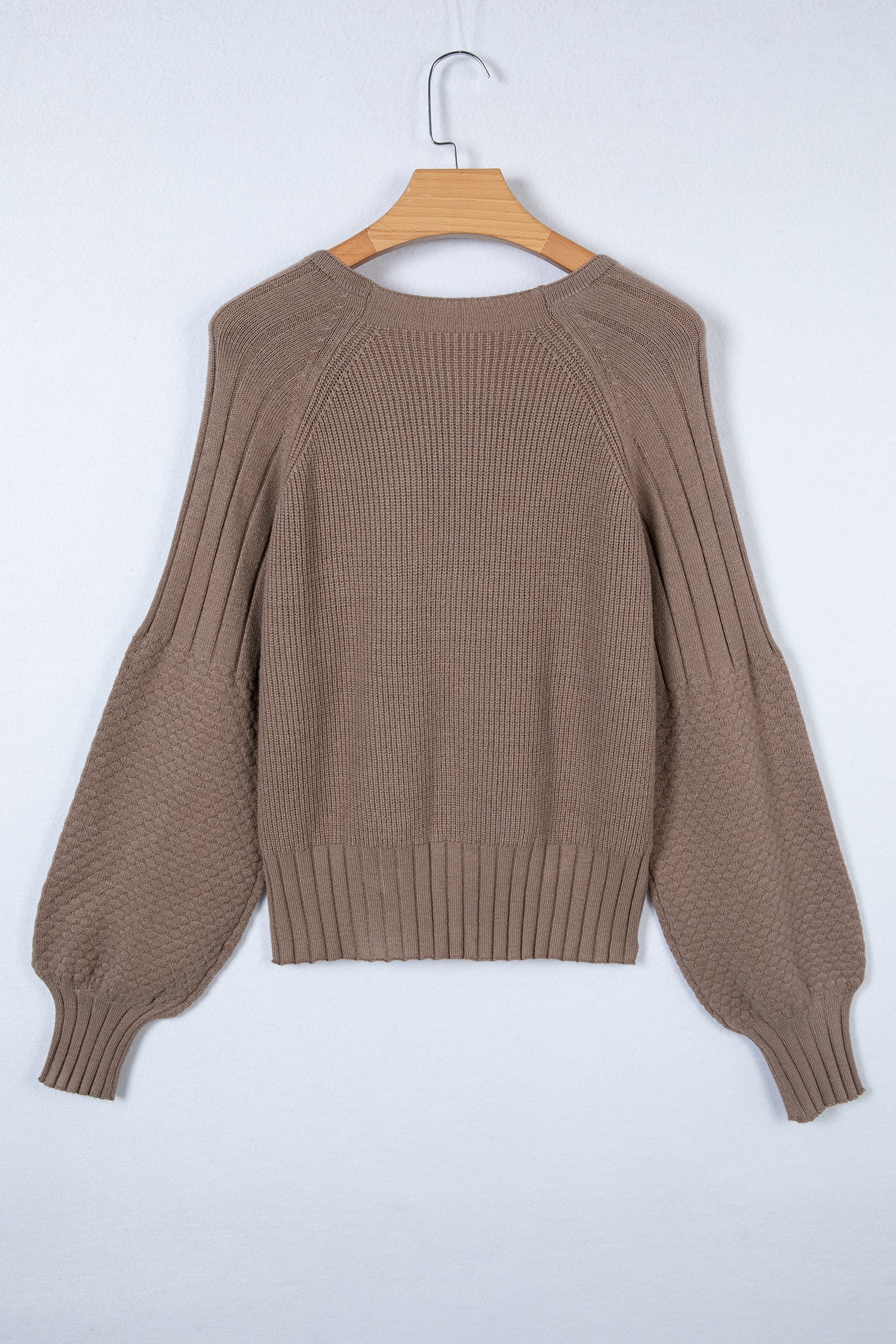 Briana Mixed Texture Knit Sweater-Threaded Pear