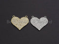 CZ Micro Pave Heart Pendant/Charm, Bracelet Necklace Cubic Zirconia  Heart Pendant Charm, Silver/Gold Tone,24x21mm,sku#Z480