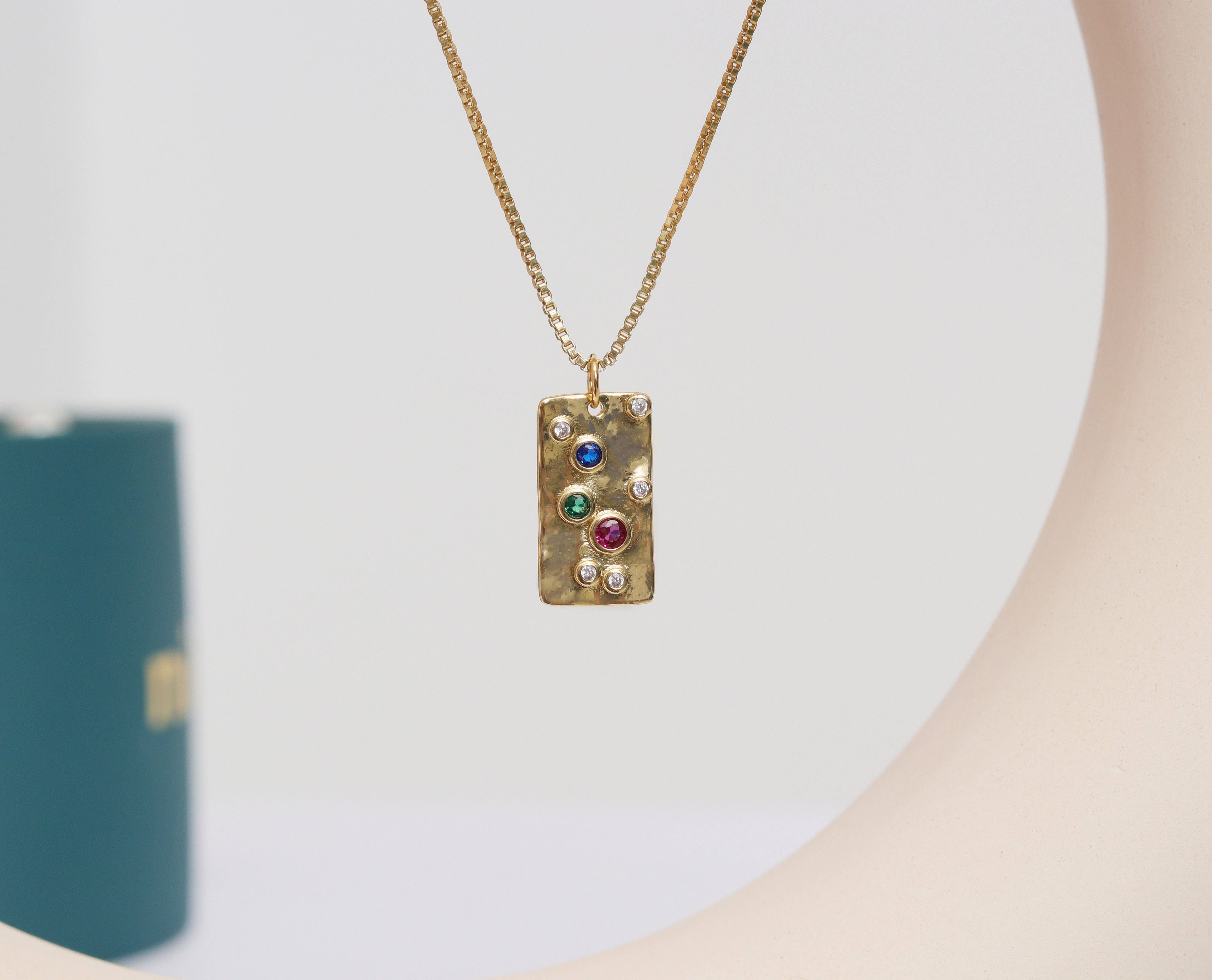 Colorful CZ Rectangle Charm, Sku#Y664
