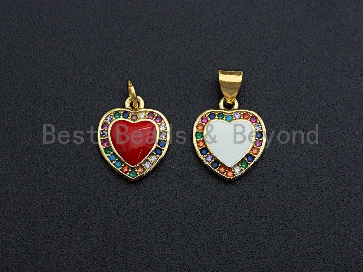 Enamel Colorful Heart With Colorful CZ Pendant,Cz Oil Drop pendant,Enamel pendant,Enamel Jewelry,12x14mm,sku#Z644