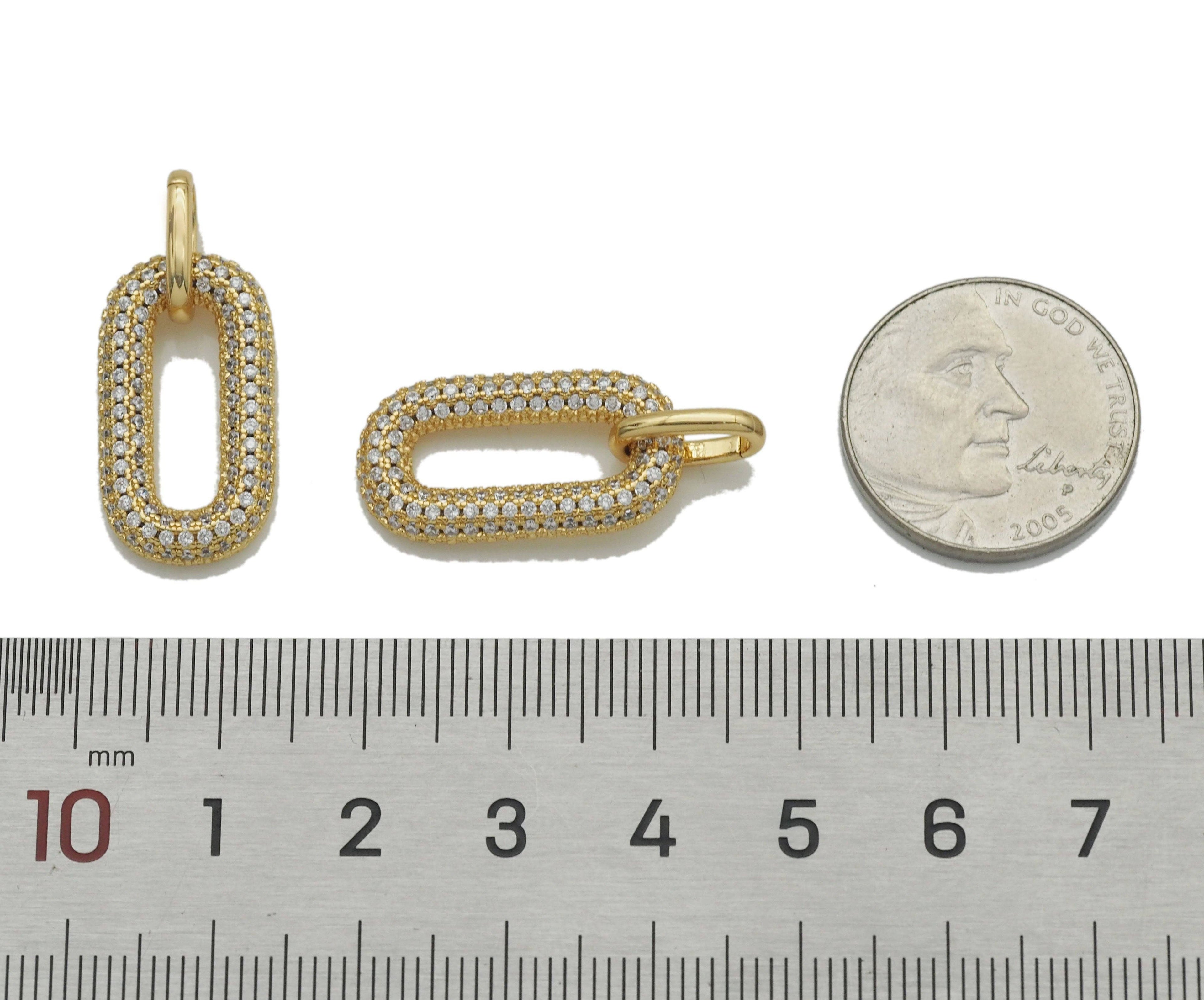 CZ Gold Oval Link Pendant/Connector, Sku#Y770