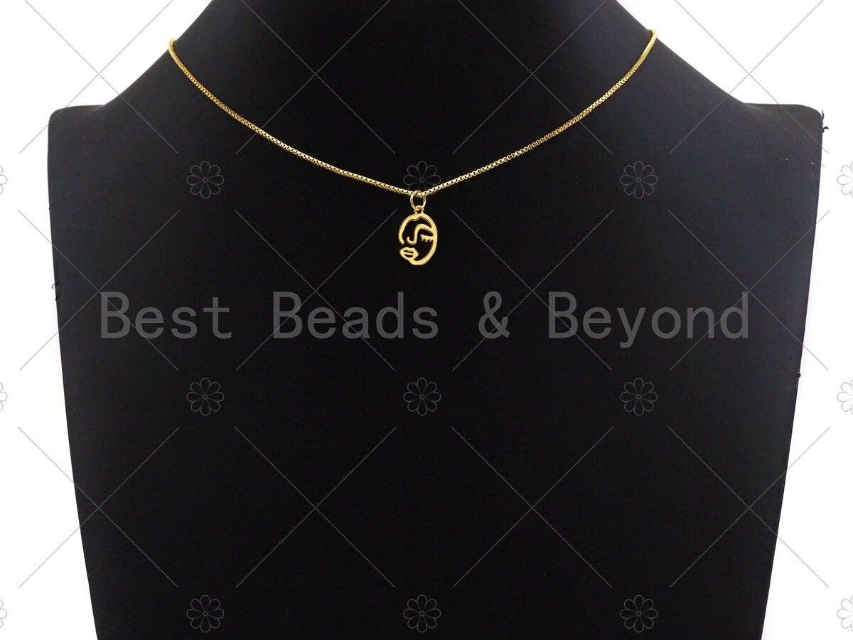 CZ Micro Pave Abstract face Shape Pendant/Charm, Picasso style Face Cubic Zirconia Pendant, Silver/Gold/Rose Gold Tone, 10x15mm, Sku#Y265