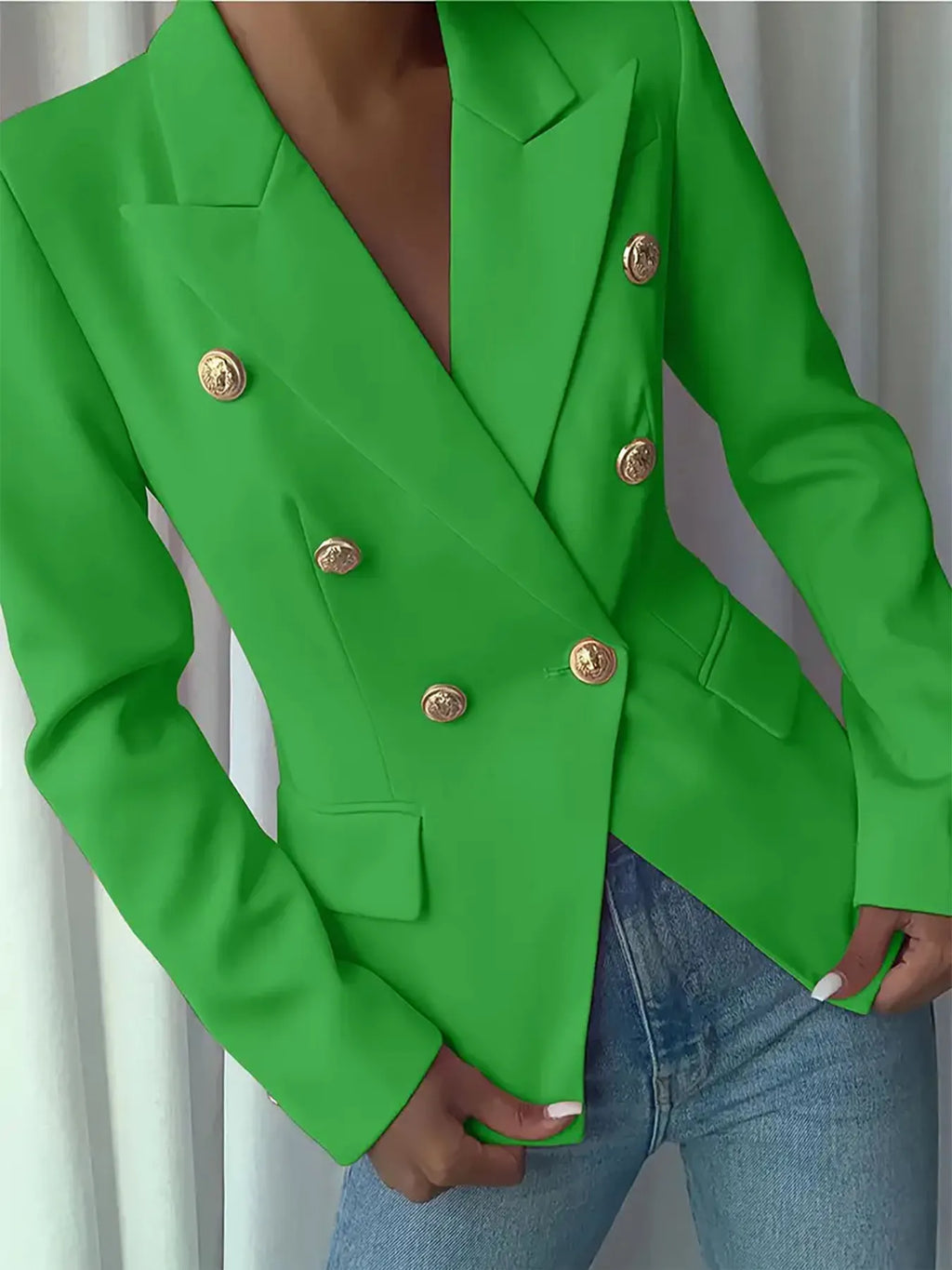 Decor Button Lapel Collar Blazer