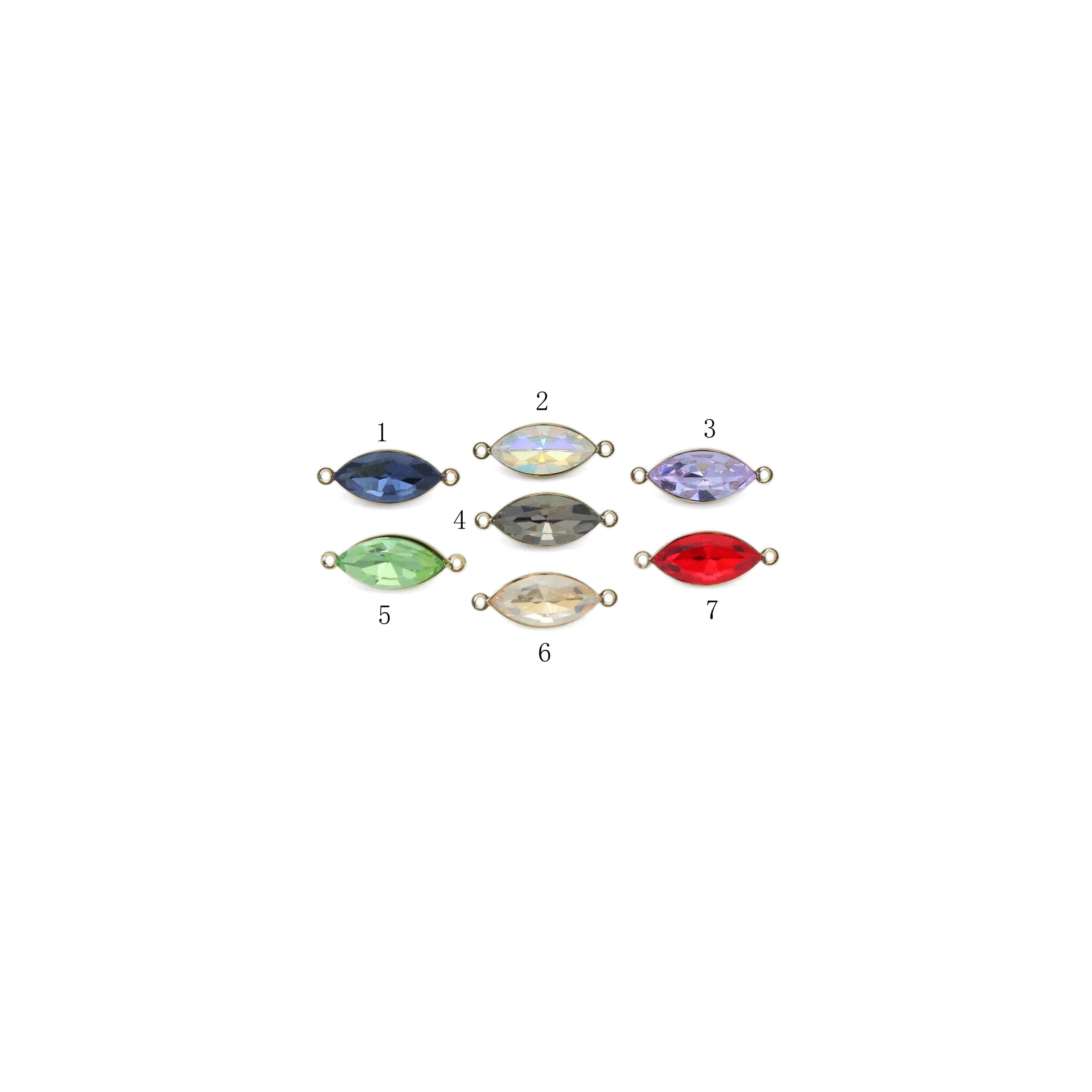Colorful  CZ Eye Shape Connector Charm, Sku#Y930