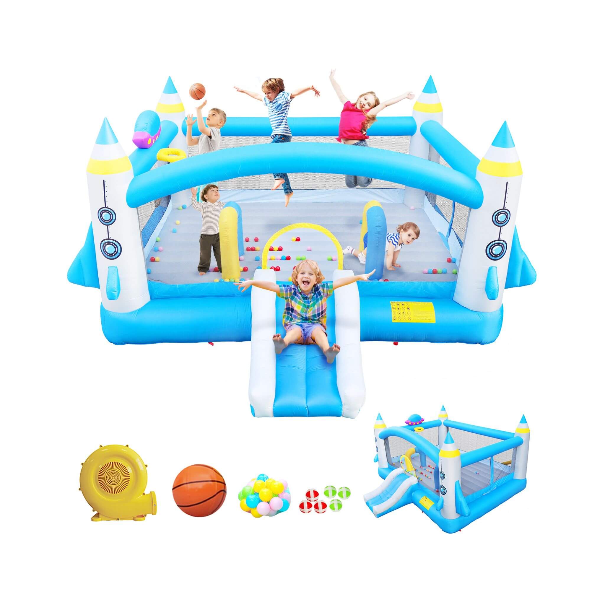 Extra Large Multifunctional Jump'N Slide Inflatable Bouncer With Blower (SAK81243)