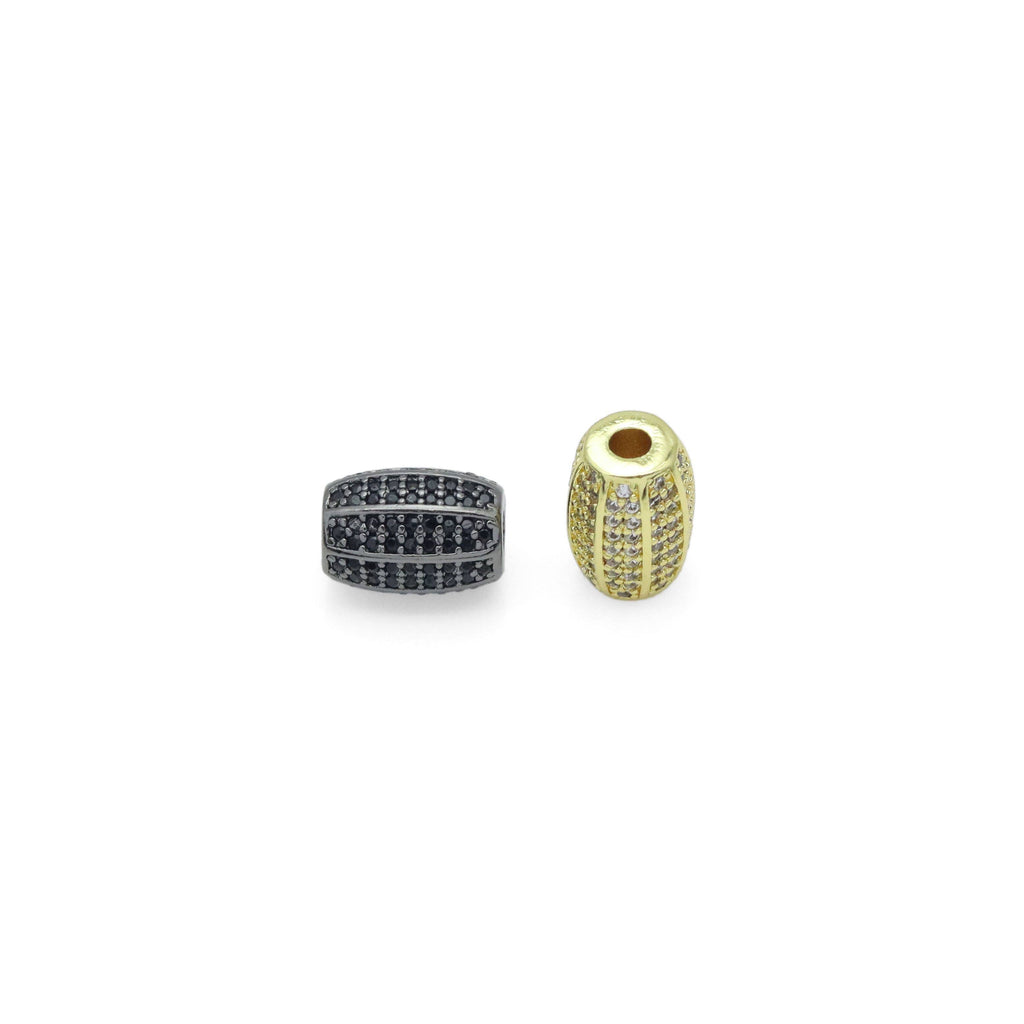 Black Clear CZ Oval Tube Space Bead, Sku#LX736