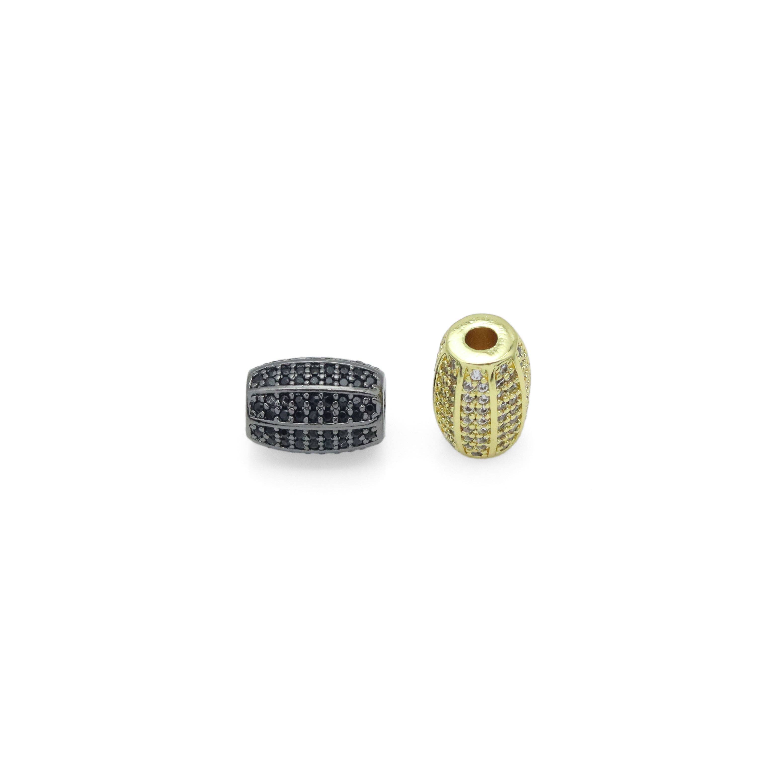 Black Clear CZ Oval Tube Space Bead, Sku#LX736