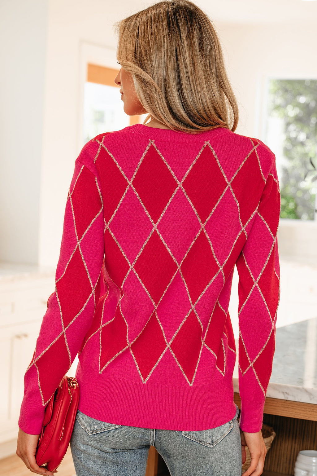 Wynter Pattern Knit Casual Sweater-Threaded Pear