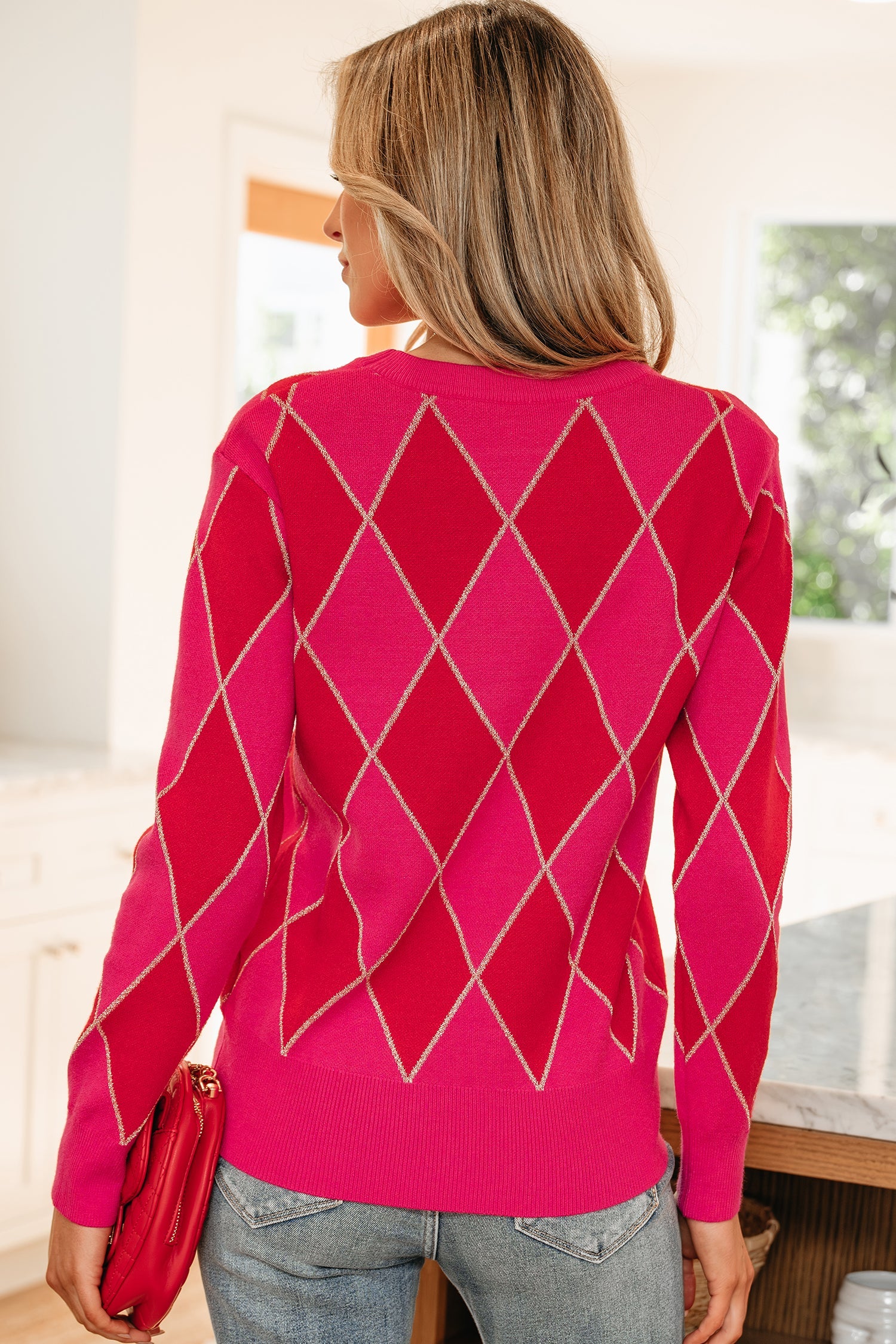Wynter Pattern Knit Casual Sweater-Threaded Pear
