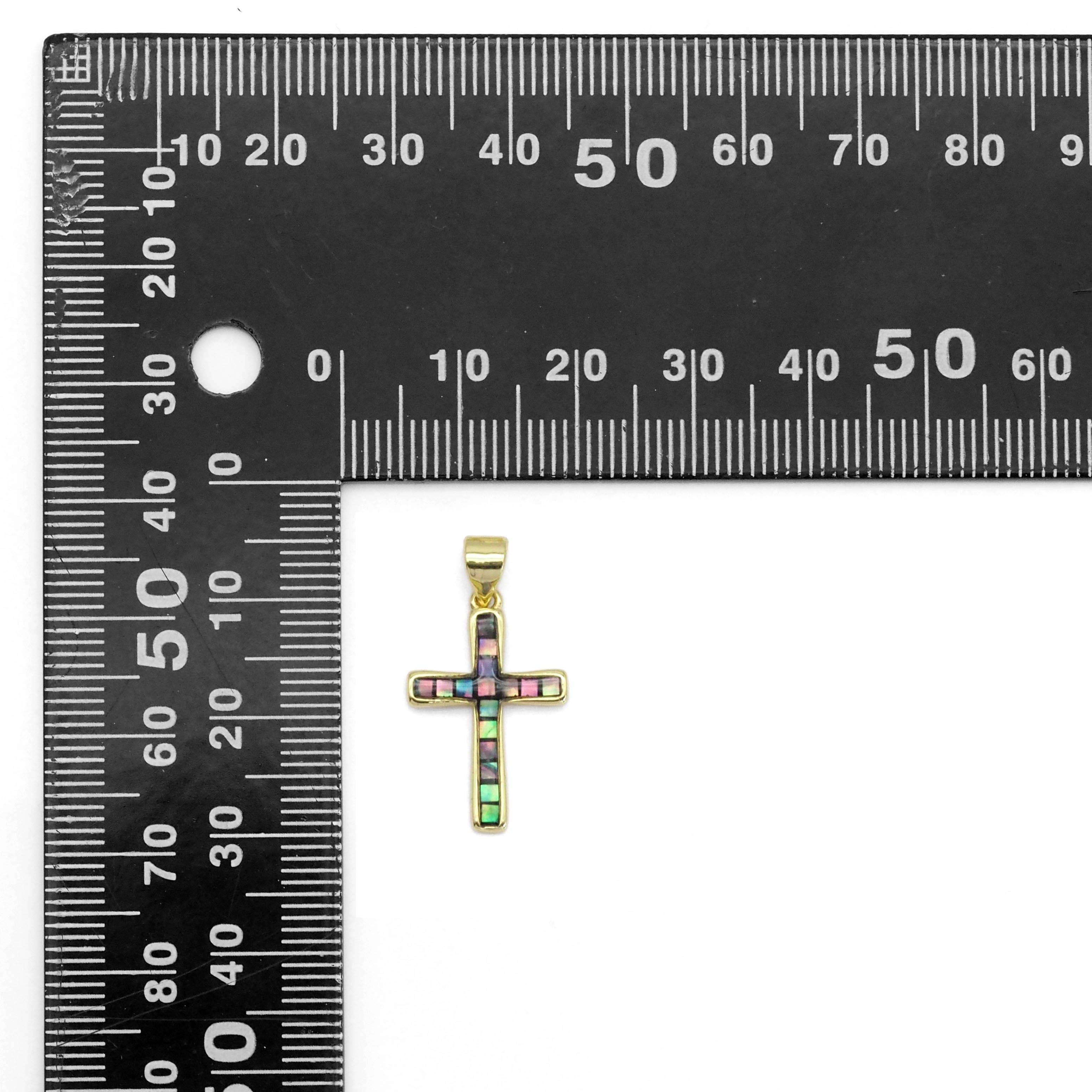 Abalone Pink White Mother of pearl Cross Charm, Sku#LX391/wl23