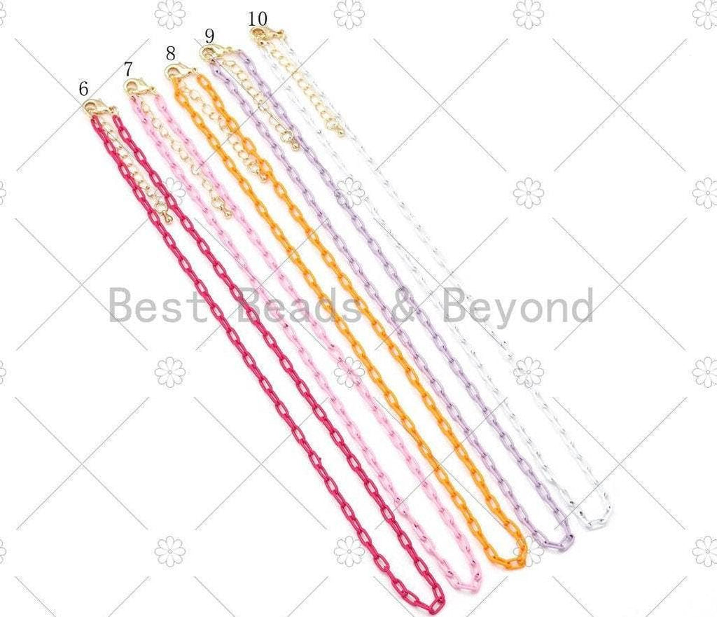 3.5mm Enamel Paperclip Chain Bracelet/Necklace, Sku#EF76