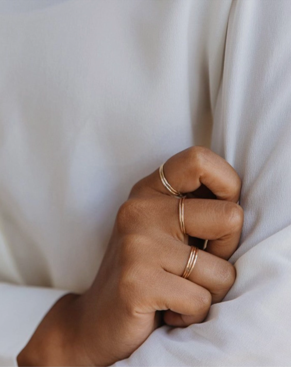 Plain Gold Thin Adjustable Stackable Ring, Sku#LX157
