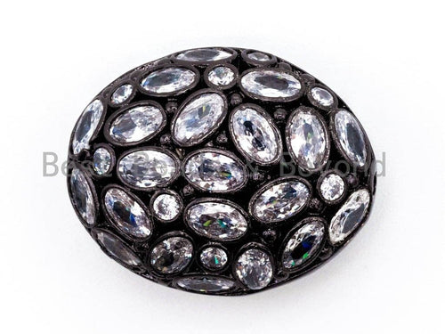 25mm/18mm CZ Micro Pave Large Oval Spacer Beads Diamond Crystal for Bracelet/Necklace, Cubic Zirconia Large Space Beads, 1pc, sku#G303
