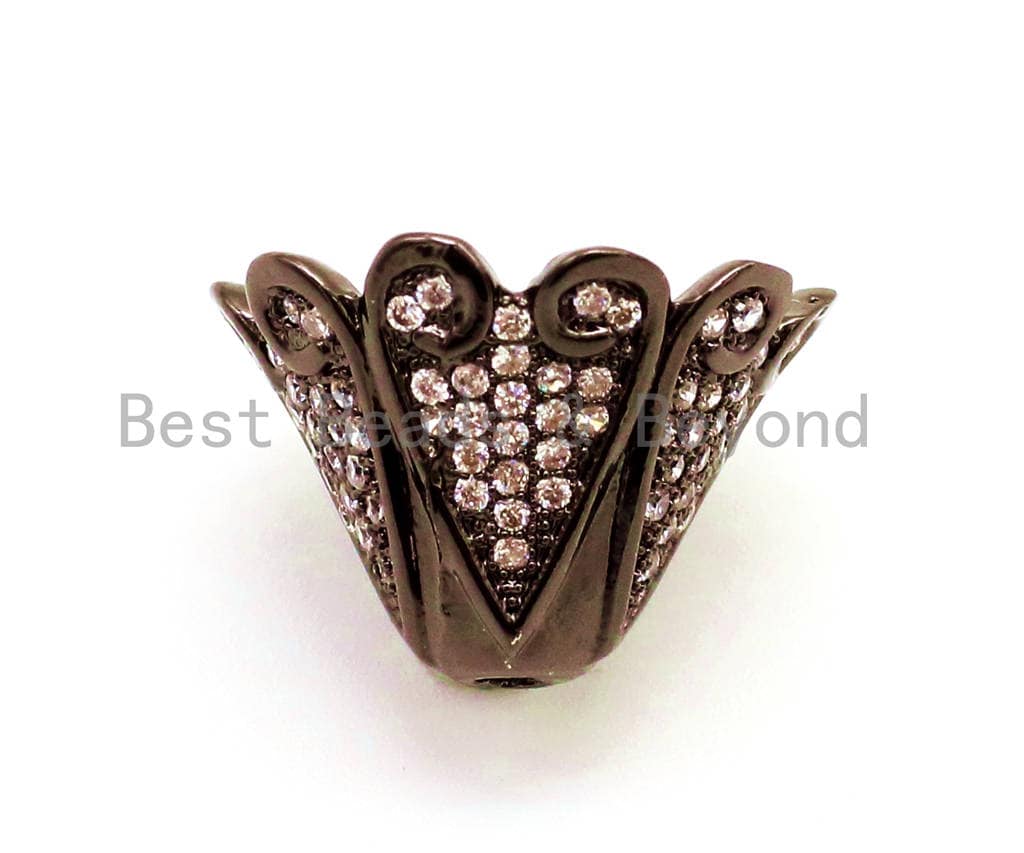 CZ Micro Pave Large Beads Cap, Metal Beads Cap,Tassel Cap, 18x12mm,sku#G88