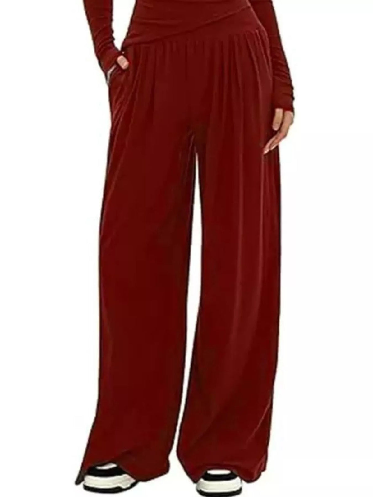 Casual Long Sleeve Top and Wide Leg Pants Set