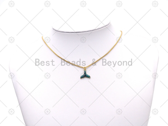 Colorful Enamel Dolphin Tail Shape Pendant,18K Gold Filled Dolphin Tail Charm, Necklace Bracelet Charm Pendant, Sku#Y587