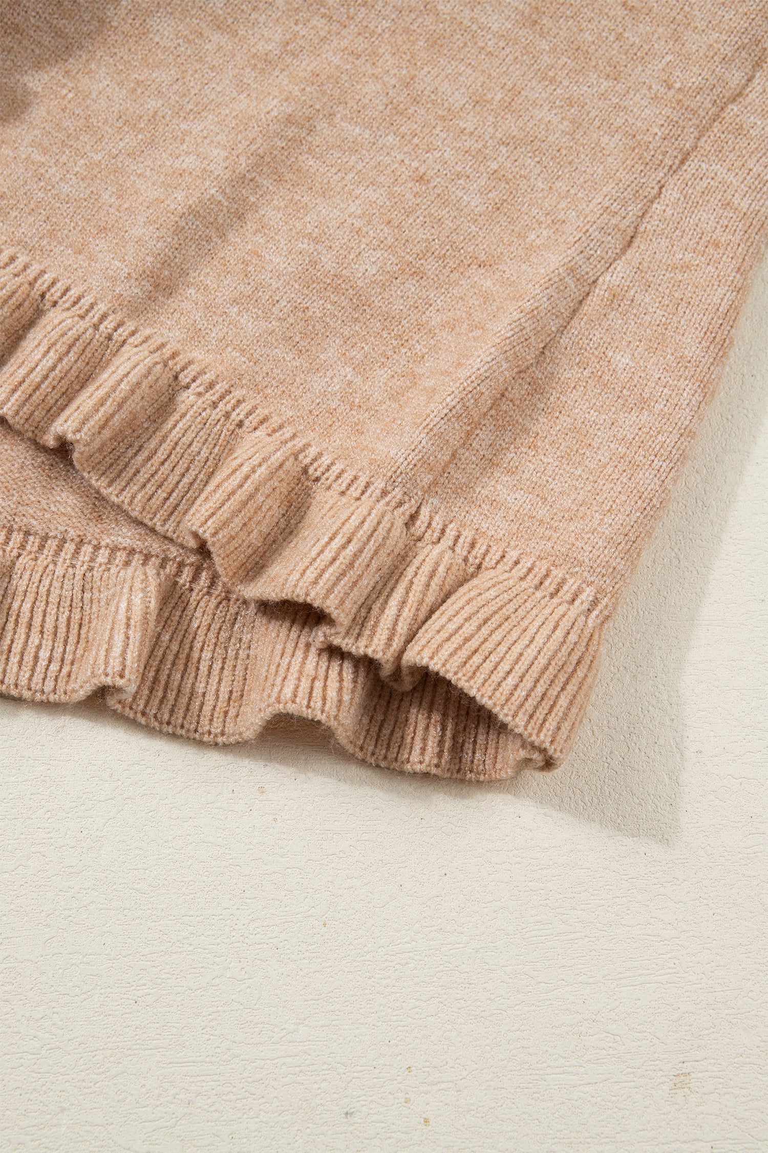 Yamileth Oatmeal Ruffle Trim Sweater